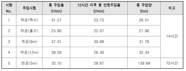 주입시험 결과