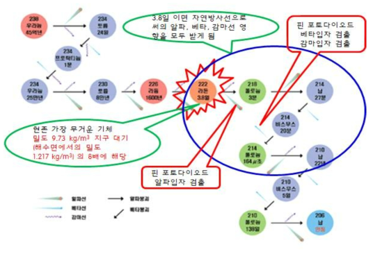 라돈 붕괴 과정