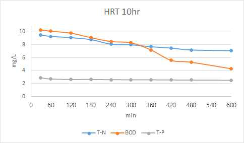 HRT별 오염물질 변화 (10hr)