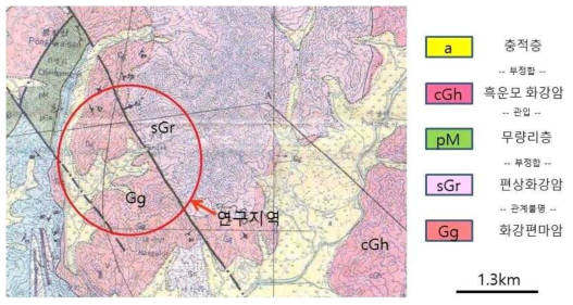 사업지역 지질도 (홍성도폭, 1962)