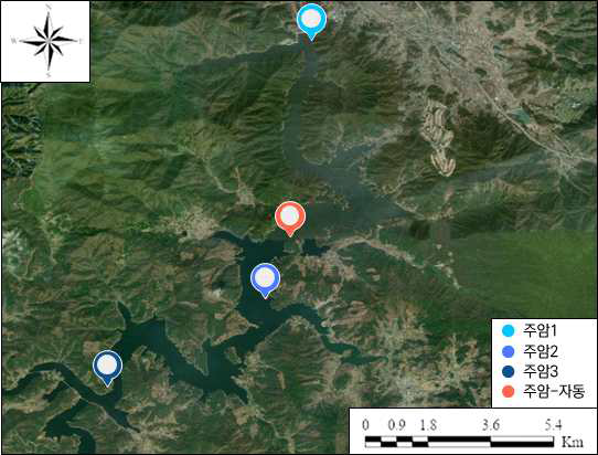 주암호 내 수질측정망 위치