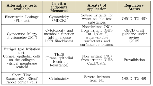 In vitro 안자극 대체시험법