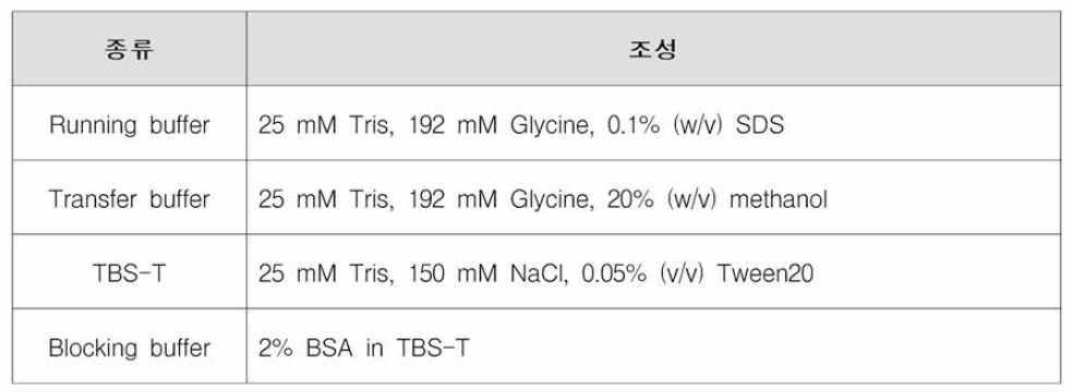 Western blot에 사용되는 buffer 조성