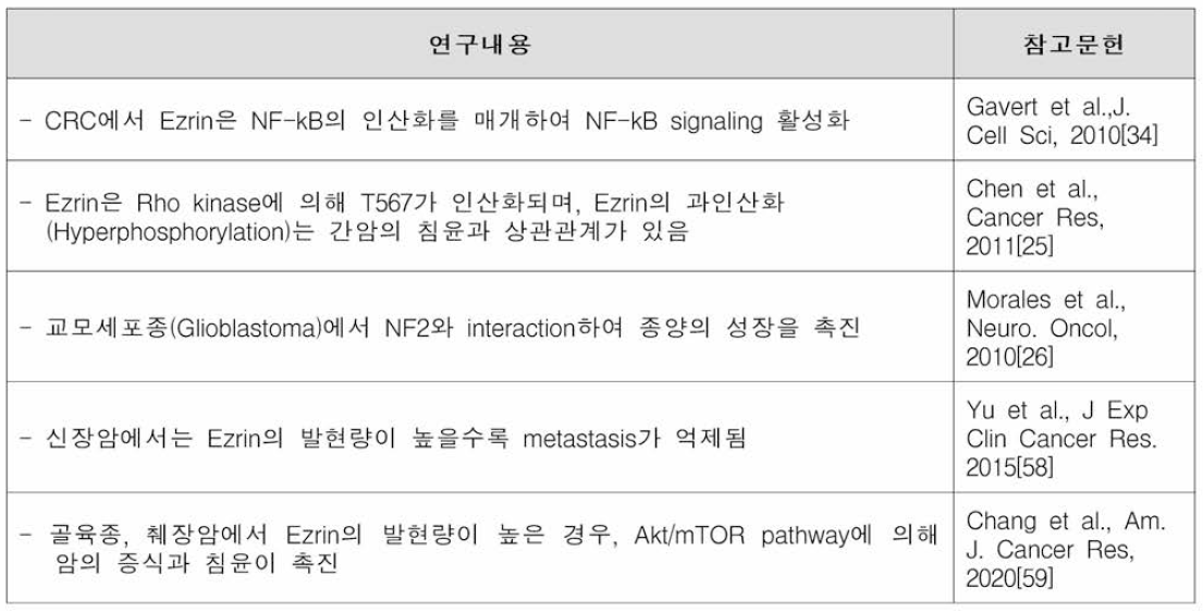 EZR (Ezrin) 의 연구동향