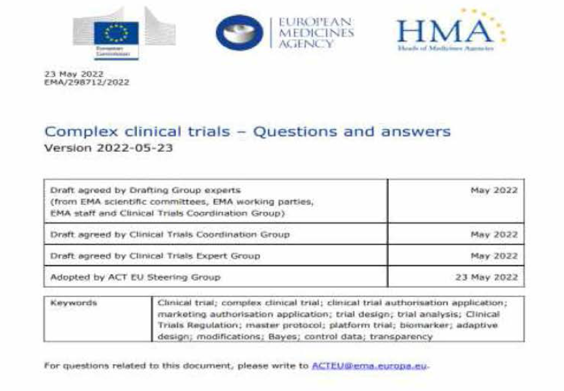 Complex clinical trials - Questions and answers 가이드라인