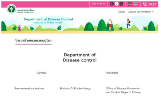 태국 Bureau of General Communicable Diseases 웹사이트