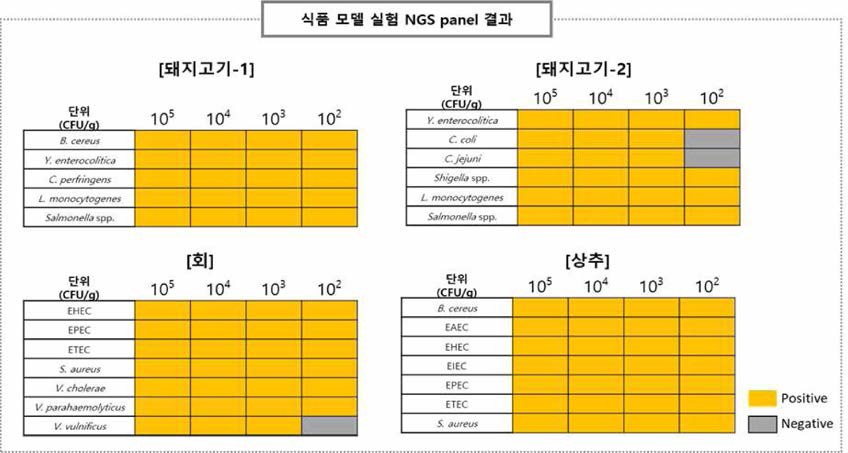 식품 모델 NGS panel 실험 결과