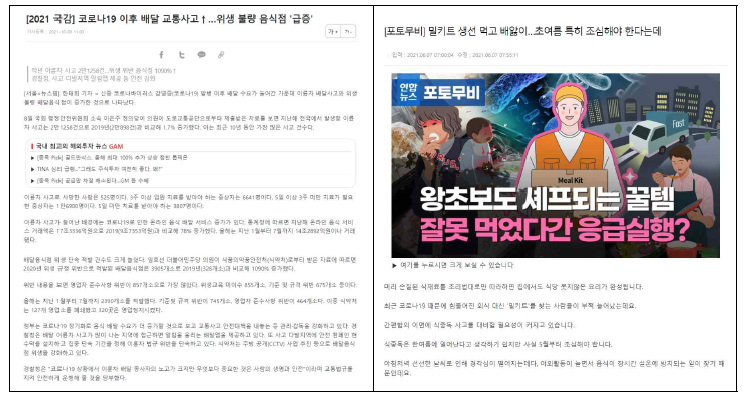 식품안전사고 발생 보도 자료 사례