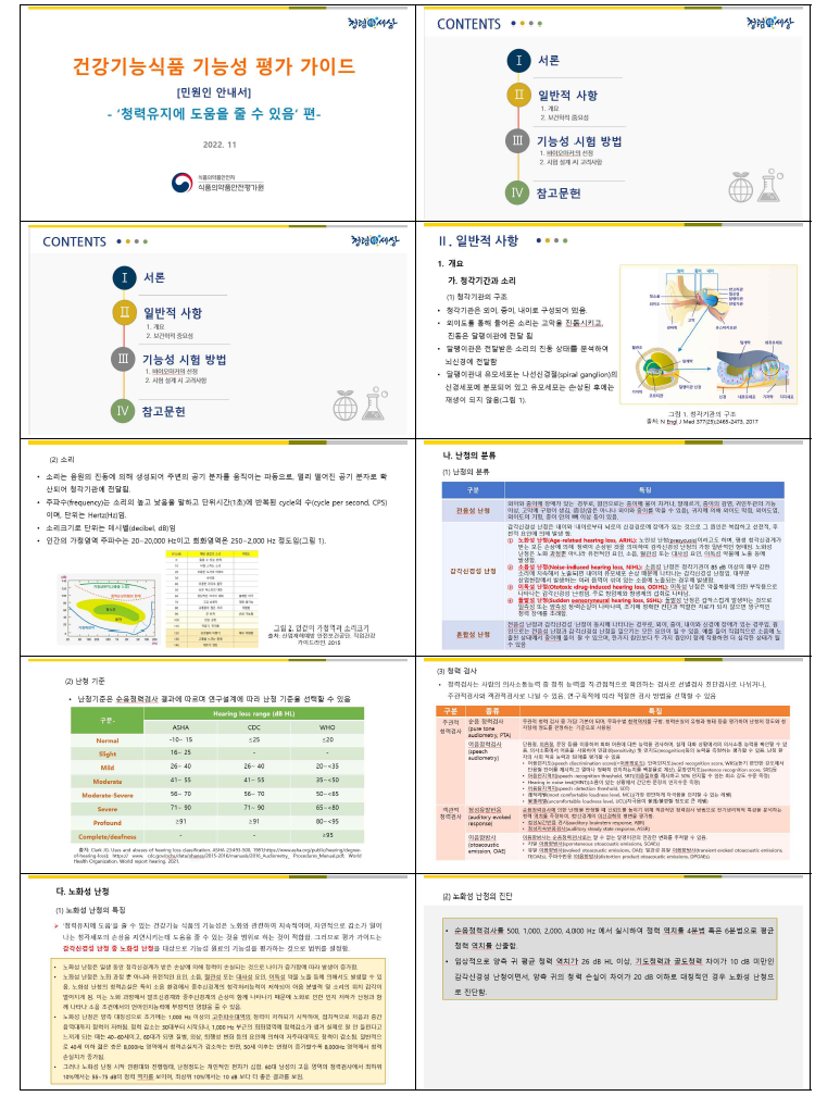 ‘청력유지에 도움’ 평가 가이드(안) PPT(일부)