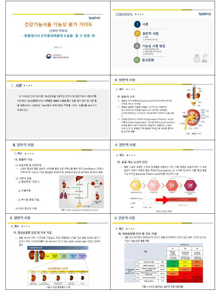 ‘요독물질 감소에 도움’ 평가 가이드(안) PPT(일부)