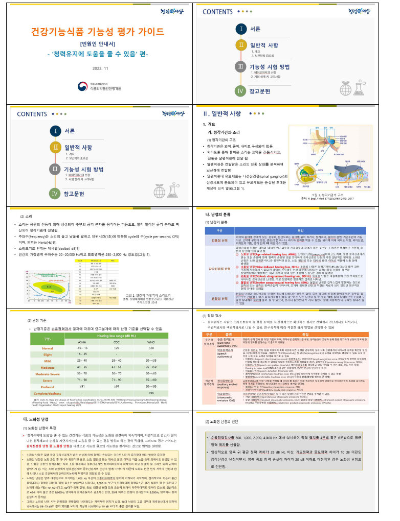 ‘청력유지에 도움’ 평가 가이드(안) PPT(일부)