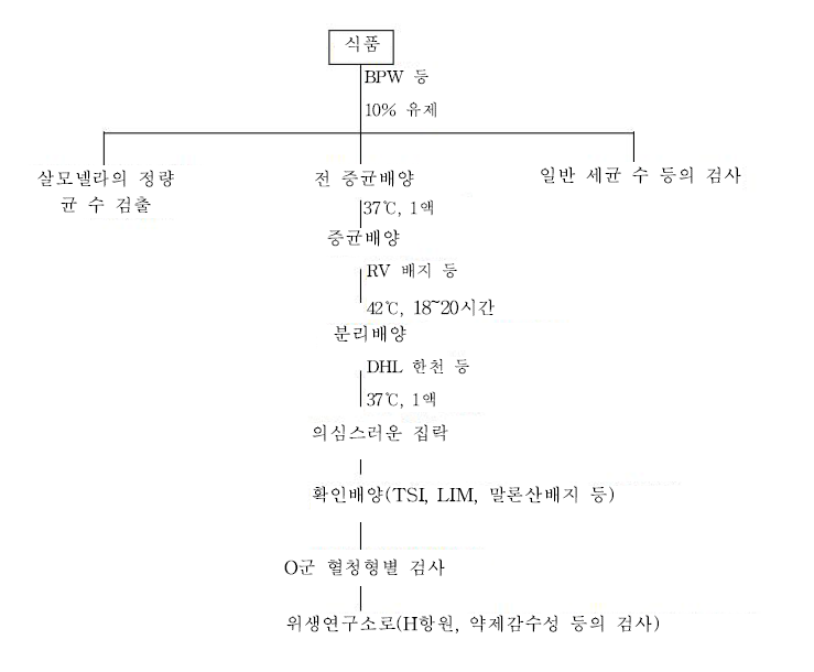 식품의 살모넬라검사법