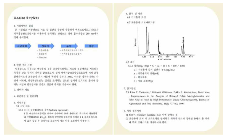 건강기능식품공전 시험법 해설서(2012) 예시
