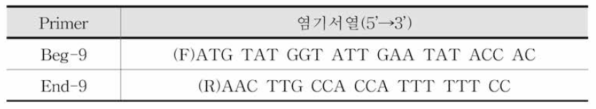 로타바이러스 RT-PCR primer 염기서열