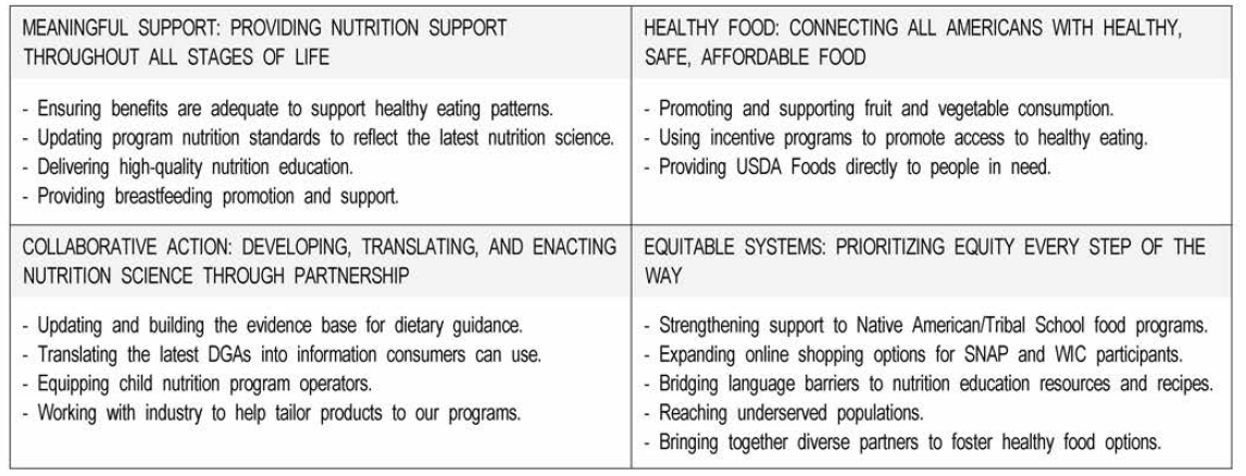 USDA’ s work to advance nutrition security focuses on four pillars