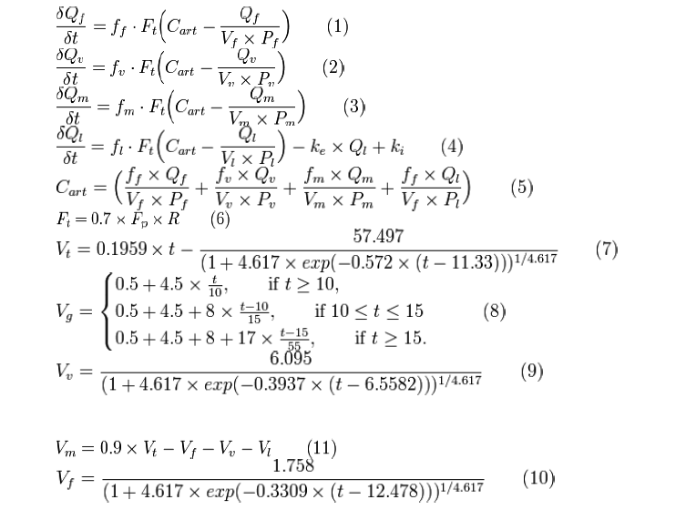 다이옥신의 PBPK 모델 수식(Van der Molen et al., 1960)