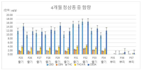 4개월 청삼종 중 함량