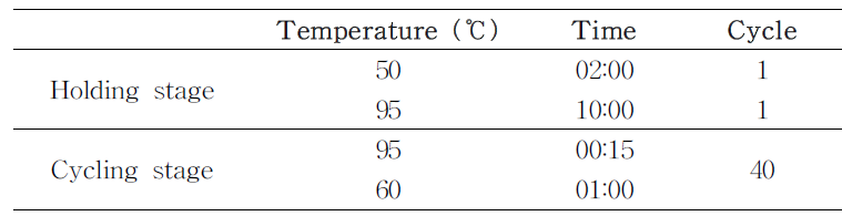 Real-time PCR 반응 조건