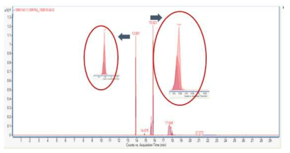 Ricinoleic acid 표준물질의 최적화된 GC/MS 분석 결과