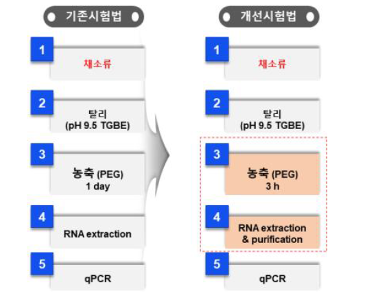 기존 채소 시험법과 개선 시험법