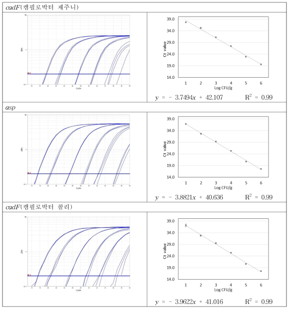 키트의 식품 적용 결과(증폭곡선 및 검출 한계 회귀 분석 결과, Set 11)