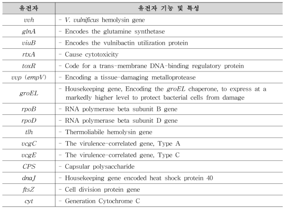 V. vulnificus 보유 유전자