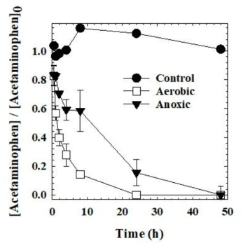 Acetaminophen의 생물학적 제거 그래프