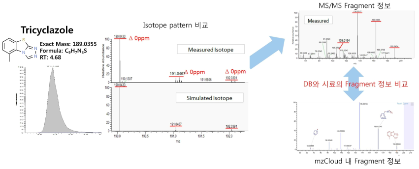 mzCloud를 활용한 MS/MS fragment 비교분석