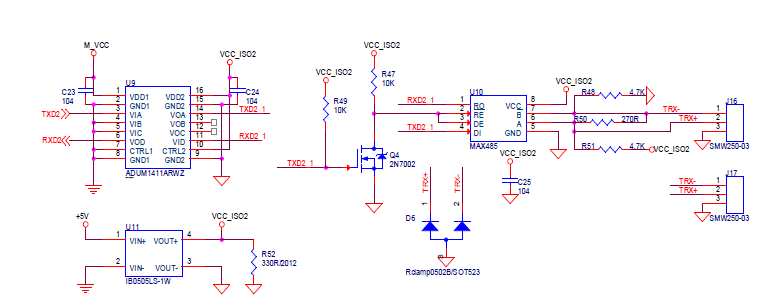 Isolated RS-485 회로 구성도