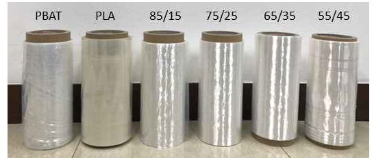 고분자 PBAT, PLA 함량별 생분해성 필름
