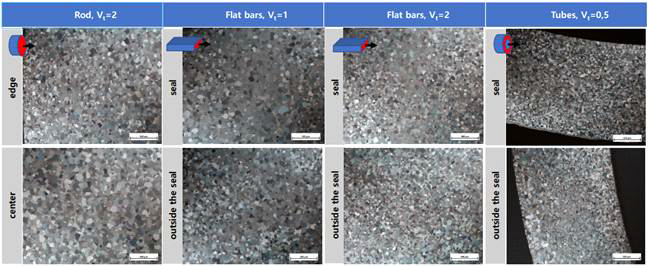 다양한 압출재의 미세조직 분석