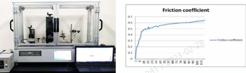 반복마찰시험 장비 및 결과 예시
