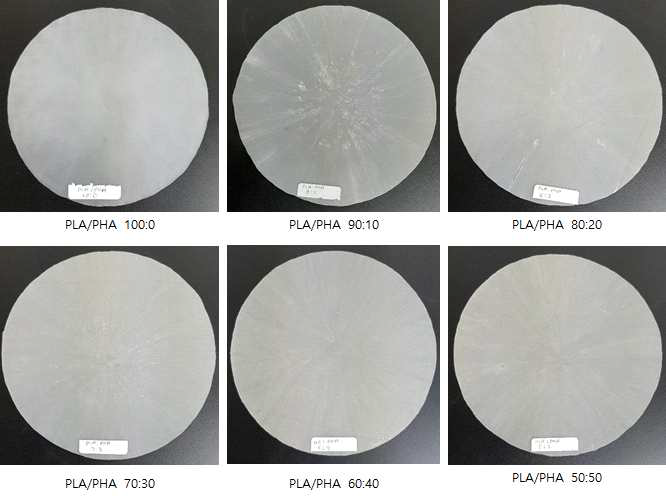 PHA함량에 따라 제조된 PLA/PHA시트