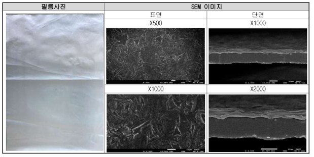 투습 고분자 필름 사진 및 SEM 이미지
