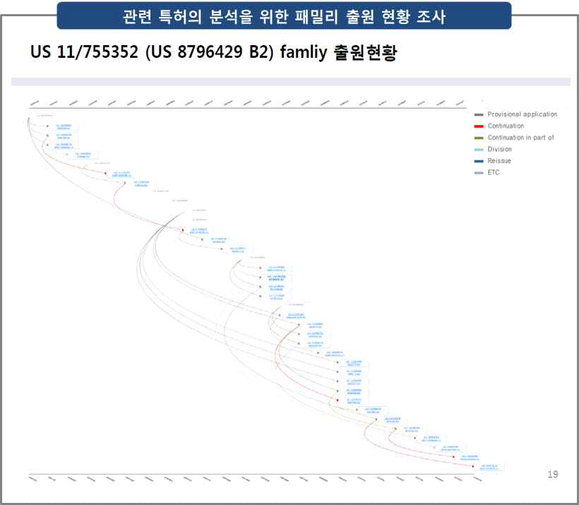 관련 특허의 분석을 위한 패밀리 출원 현황 조사