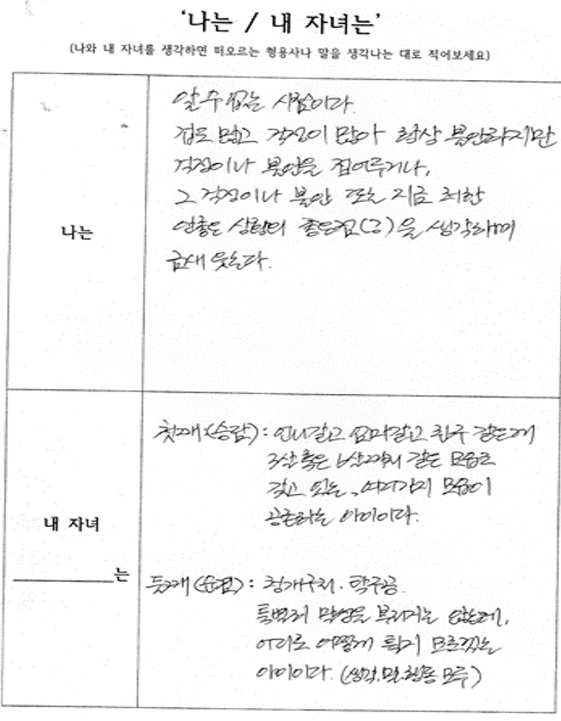 부모교육 프로그램 활동지 3