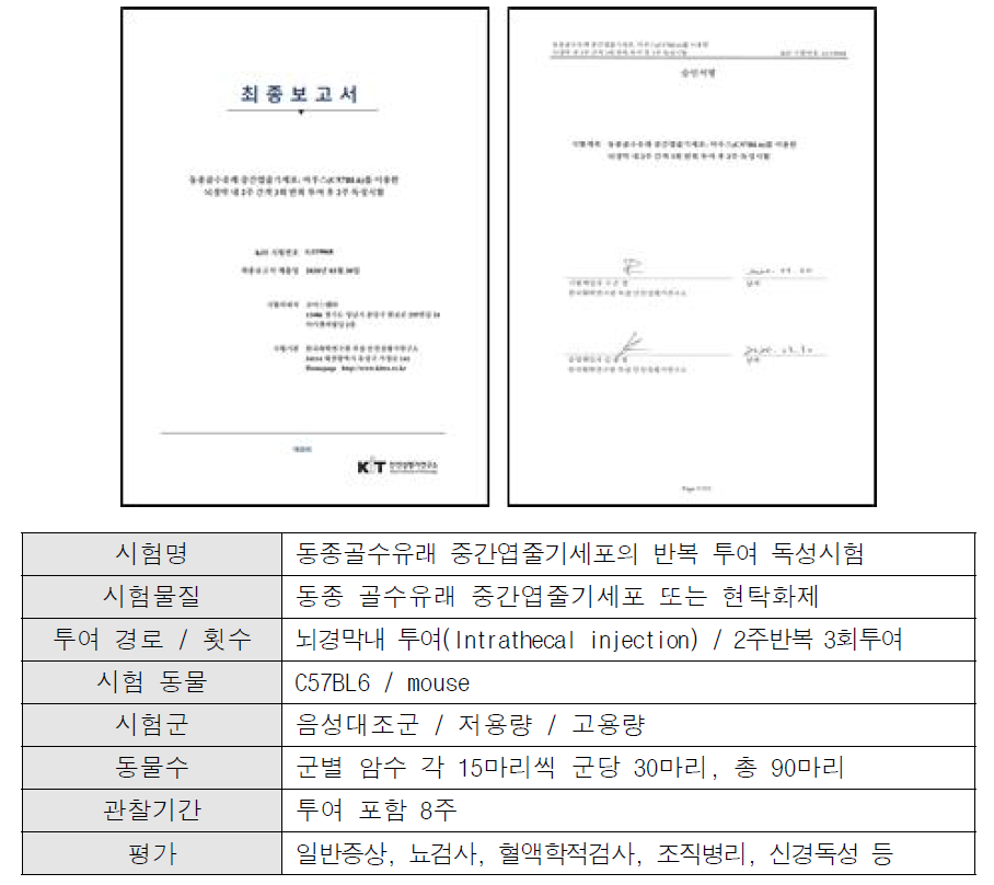 CS20BR08의 반복투여 독성시험 결과보고서