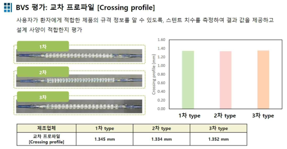 스텐트 디자인에 따른 교차 프로파일 비교 평가