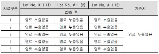 6개월 가속노화 후, Dye Penetration Test 결과