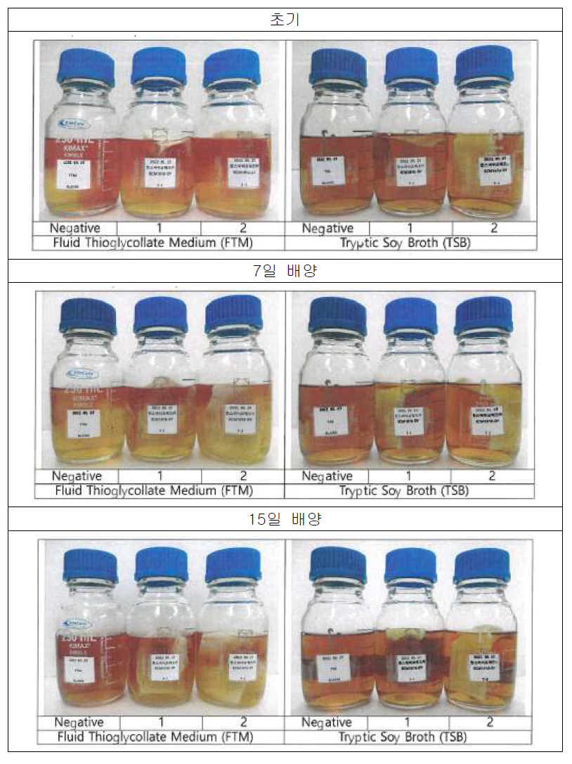 무균시험 결과/배양사진