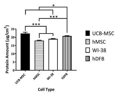 각 세포주들의 BCA protein assay 결과