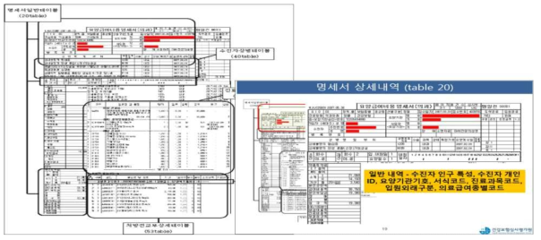 심평원 자료별 테이블 내용