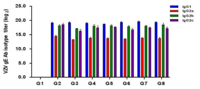 VZV gE 항원에 대한 IgG isotype titer