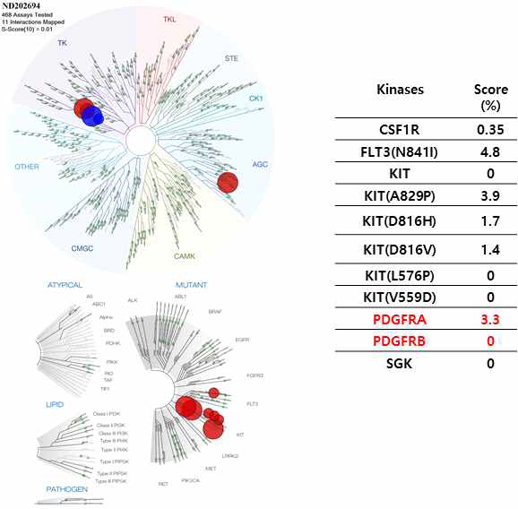 ND202694의 kinase profiling data(<10%)