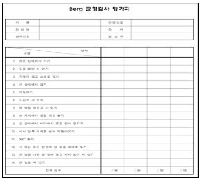Berg Balance Test (Korean version)
