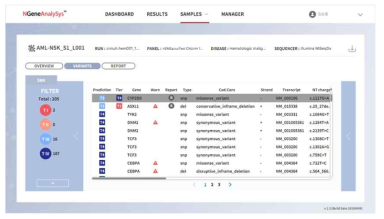 NGS 데이터 분석소프트웨어 화면구성 예시