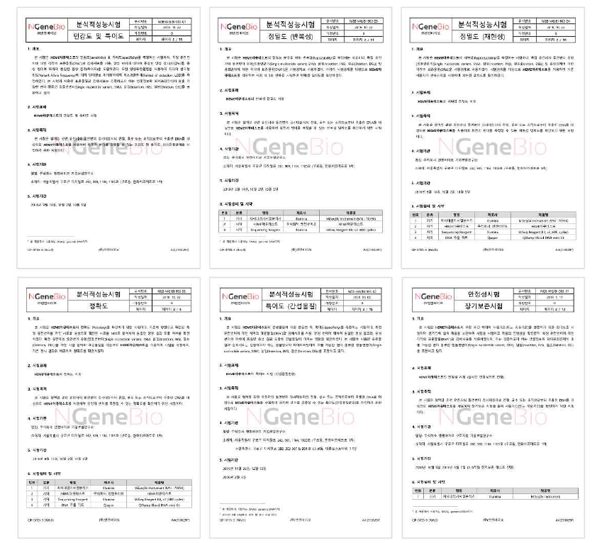 임상시험용 의료기기의 분석적 성능시험 성적서