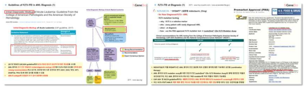 FLT3-ITD 변이의 임상적 사용목적에 관한 근거 자료 제시