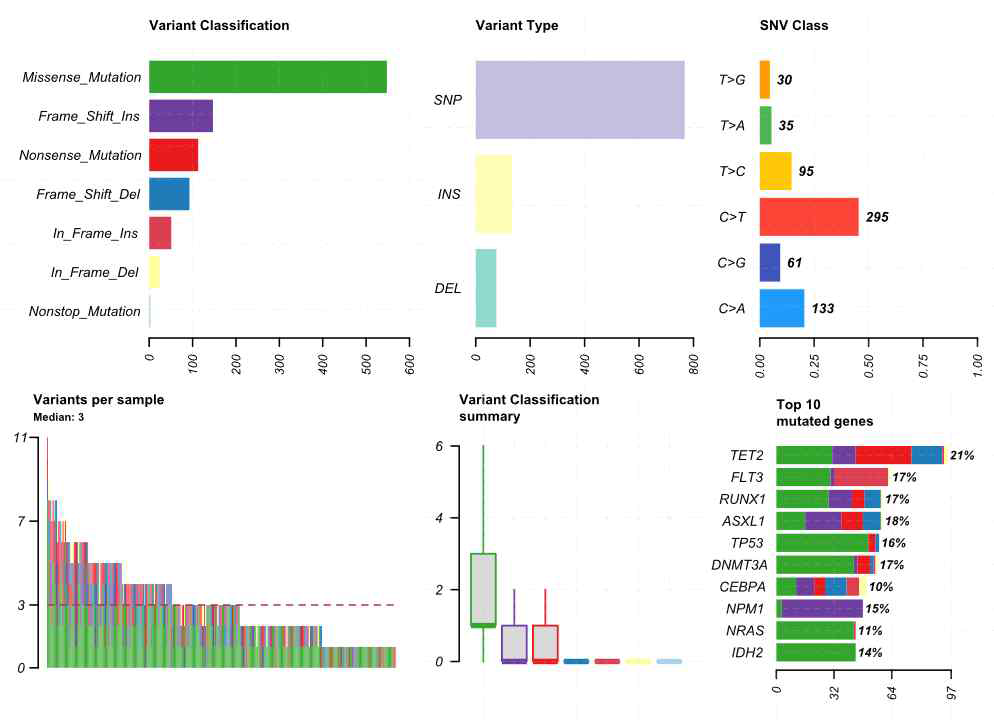 AML 검체에 대한 Targeted NGS DNA-Seq 수행결과