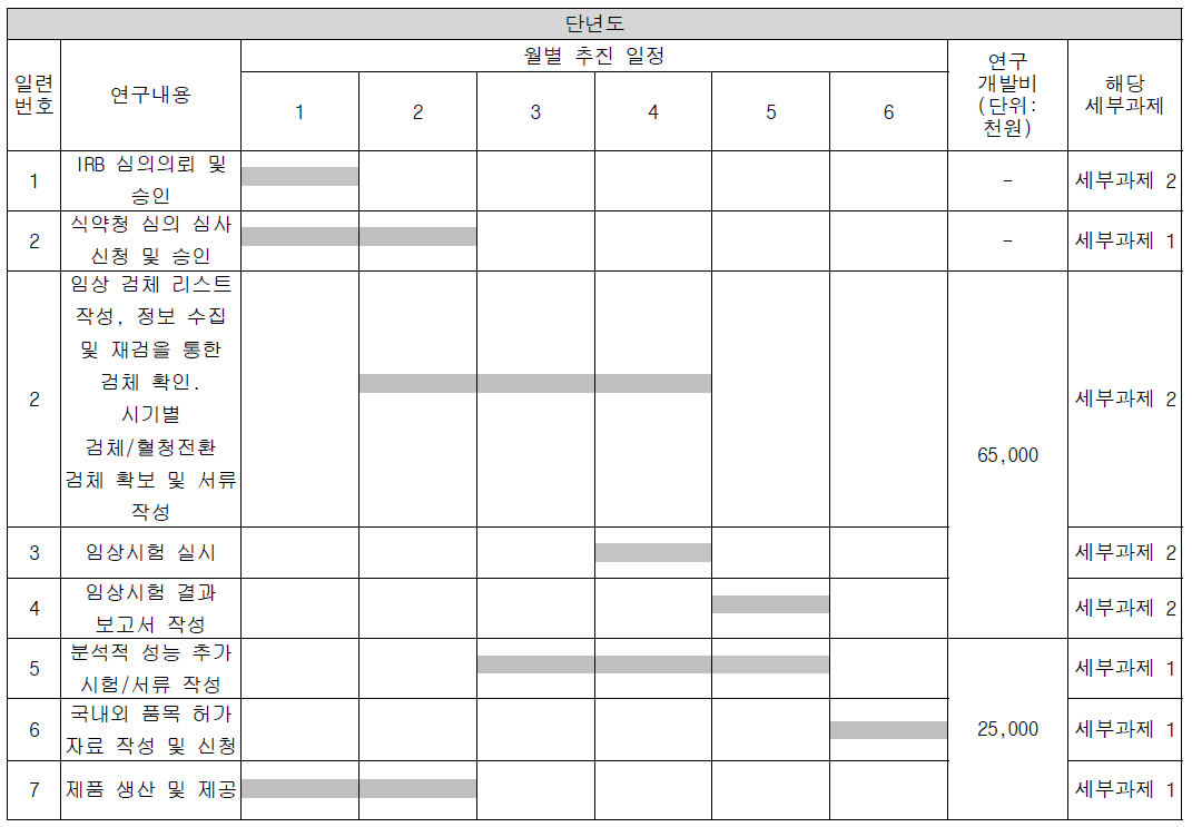 연구 추진 개월 별 일정표